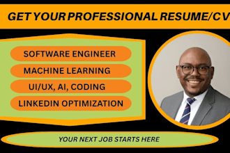 write professional software engineer resume, data analyst, ai, UI, UX cloud cv