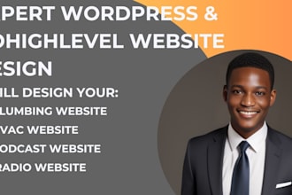 design a plumbing website, podcast website, radio website, hvac website
