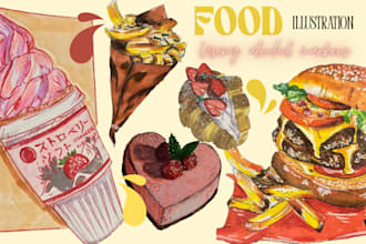 create a custom food illustration using alcohol markers