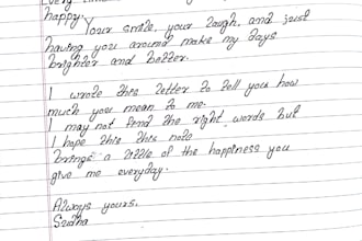 write beautiful handwritten letters for you