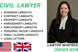 be civil lawyer for property, business, employment, and personal injury lawsuits