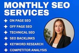 do drip feed monthly technical and off page SEO  package for website ranking