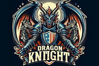 quality vintage dragon knight mascot logo t shirt design