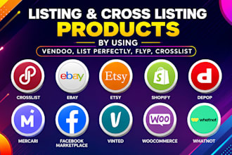 list products on poshmark, ebay, vinted, shopify using vendoo and list perfectly