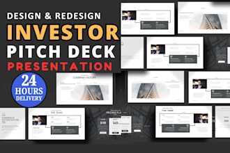 design investor pitch deck, powerpoint presentation for startup and fundraising