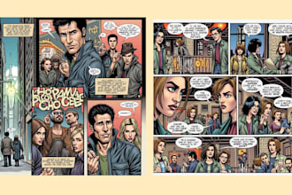 draw a professional graphic novel page or comic book illustration