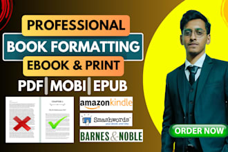be your expert book formatter for amazon kdp book formatting, print book, ebook