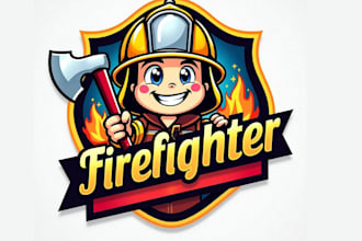 design high quality mascot firefighter logo with fastest de
