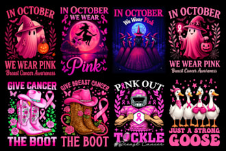 design an october halloween breast cancer awareness t shirt