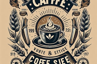 design high quality café coffee shop logo with t shirt design