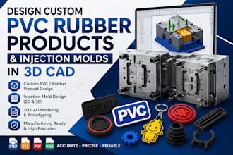 design custom pvc rubber products and injection molds in 3d cad