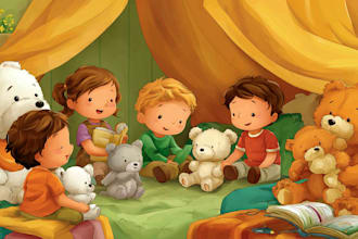 illustrate gentle and expressive children book scenes