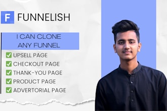 clone or replicate funnelish sales funnel or landing page in 24 hours