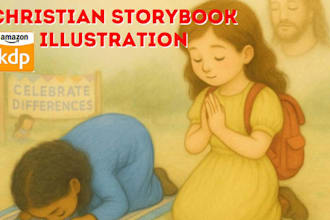 do christain children story book illustration children coloring book illustraton