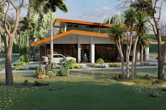 render 3d urban luxury villa,apartment,pavilion house,landscape,tropical estate