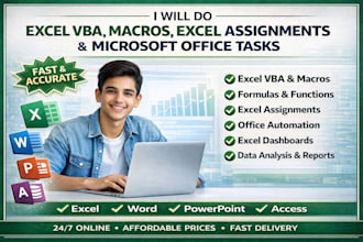 be your excel vba, excel assignments,macro and microsoft office expert