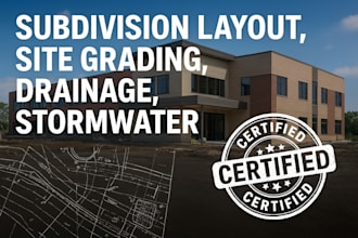 do subdivision layout, site grading, drainage, stormwater, civil site plan USA