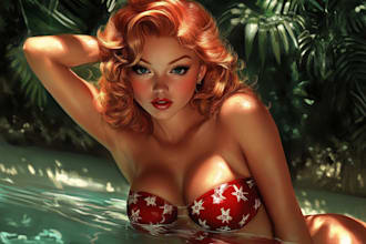draw pin up girl and pin up girl illustration
