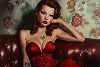 draw a pin up girl and pin up girl illustration of art