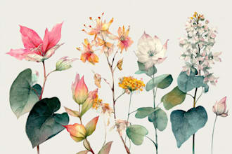 make a watercolor illustration of a botanical or a flower design