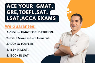 tutor gmat, gre, sat, lsat, toefl and acca exams