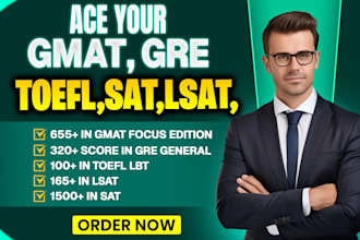 tutor gmat, gre, sat, lsat, toefl and acca exams