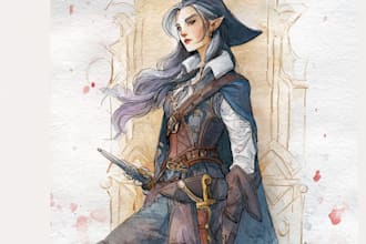create unique watercolor character illustration