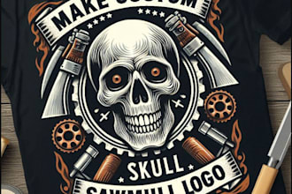 make custom skull t shirt sawmill logo