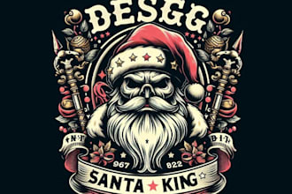 design vintage t shirt santa king logo