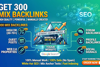 provide  top quality 300 mix backlinks service with high da