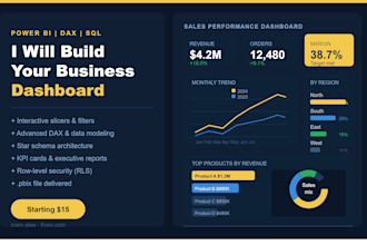 design power bi dashboards with advanced dax, slicers, and star schema