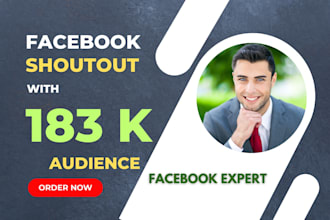 shoutout your content with facebook 183k members, promote, marketing, share