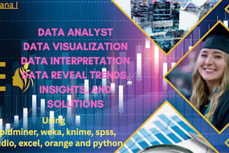data analysis, data science using spss, rstudio, python,weka and excel
