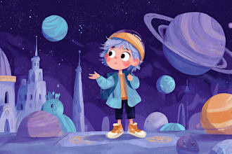 draw colorful and magical children book illustrations