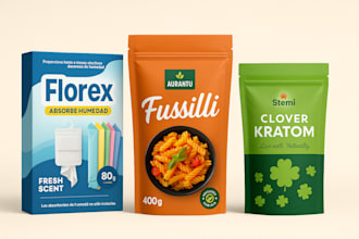 product packaging design, product label, pouch bag box design for business brand
