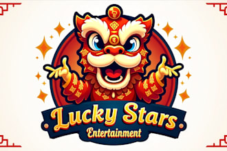 design chinese lion dance mascot logo with express delivery