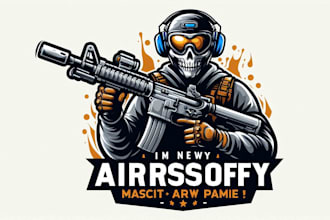 design airsoft gun mascot logo  with creative concepts