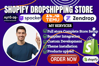 set up a professional shopify dropshipping store using shein zendrop spocket