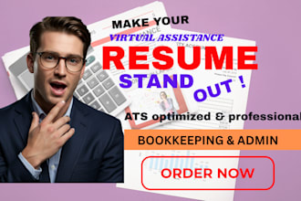 craft a VA resume highlighting bookkeeping and admin skills