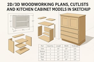design 2d 3d woodworking plans cutlists and kitchen cabinet models in sketchup