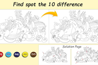 draw spot the difference, hidden object picture, and coloring pages