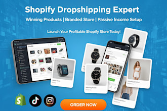 setup a well designed shopify store with hot trending products