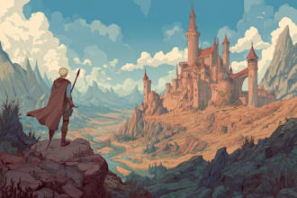 draw fantasy storytelling landscape, background illustration