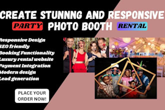 design a photo booth website with 360 photo booth rental online booking