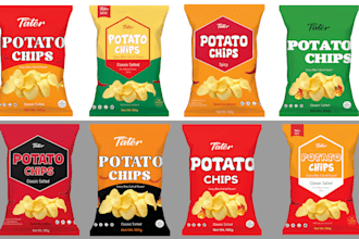 labels for chips, potato chips, chili, food items packaging