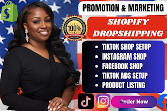setup manage tiktok shop, fb, ig shop, ads, shopify dropshipping marketing store