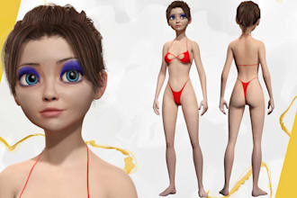 create full cartoon rigged nsfw 3d model art, nsfw animation
