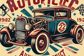 design high quality vintage vector art automotive car logo with t shirt design