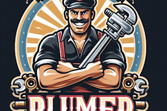 design high quality vintage plumber mascot logo with t shirt design