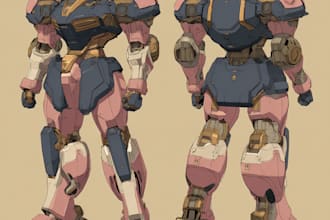 draw mecha robot character sheet design